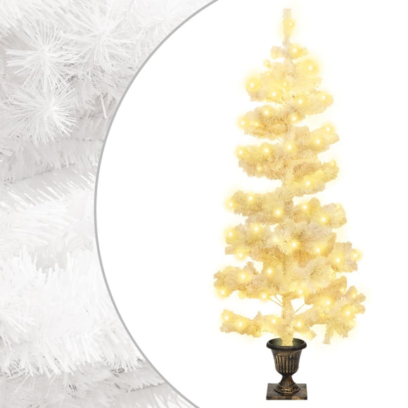 NNEVL Swirl Pre-lit Christmas Tree with Pot White 120 cm PVC