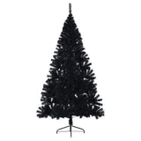 NNEVL Artificial Half Christmas Tree with Stand Black 180 cm PVC