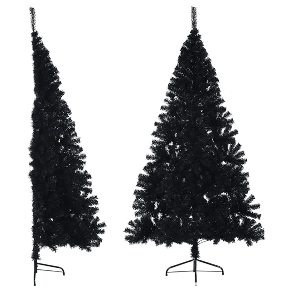 NNEVL Artificial Half Christmas Tree with Stand Black 210 cm PVC
