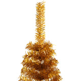 NNEVL Artificial Half Christmas Tree with Stand Gold 150 cm PET