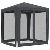NNEVL Party Tent with 4 Mesh Sidewalls Anthracite 2x2 m HDPE