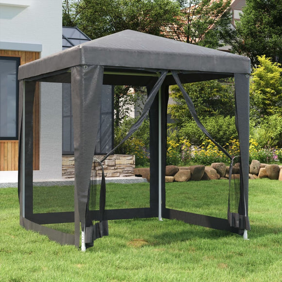 NNEVL Party Tent with 4 Mesh Sidewalls Anthracite 2x2 m HDPE