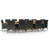 NNEVL 13 Piece Garden Dining Set with Cushions Black