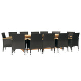 NNEVL 13 Piece Garden Dining Set with Cushions Black