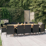 NNEVL 13 Piece Garden Dining Set with Cushions Black