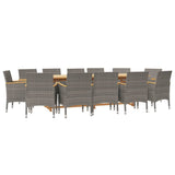 NNEVL 13 Piece Garden Dining Set with Cushions Grey