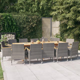 NNEVL 13 Piece Garden Dining Set with Cushions Grey