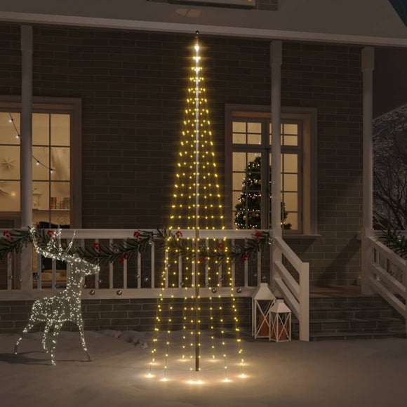 NNEVL Christmas Tree on Flagpole Warm White 310 LEDs 300 cm