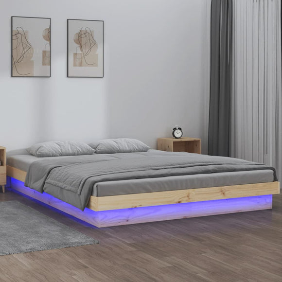 NNEVL LED Bed Frame without Mattress 150x200 cm Solid Wood