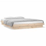 NNEVL LED Bed Frame without Mattress 135x190 cm Solid Wood