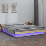 NNEVL LED Bed Frame without Mattress 135x190 cm Solid Wood