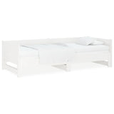 NNEVL Pull-out Day Bed White Solid Wood Pine 2x(92x187) cm Single Size