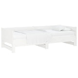 NNEVL Pull-out Day Bed White Solid Wood Pine 2x(92x187) cm Single Size