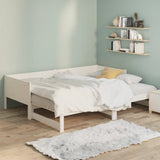 NNEVL Pull-out Day Bed White Solid Wood Pine 2x(92x187) cm Single Size