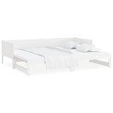 NNEVL Pull-out Day Bed White Solid Wood Pine 2x(92x187) cm Single Size