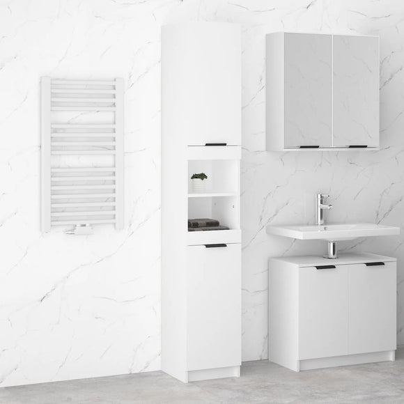 NNEVL Bathroom Cabinet White 32x34x188.5 cm Engineered Wood