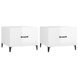 NNEVL Coffee Tables with Metal Legs 2 pcs High Gloss White 50x50x40 cm