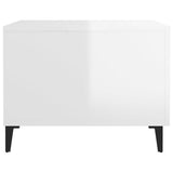 NNEVL Coffee Tables with Metal Legs 2 pcs High Gloss White 50x50x40 cm