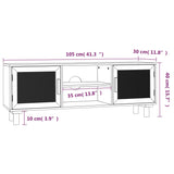 NNEVL TV Cabinet White 105x30x40 cm Solid Wood Pine&Natural Rattan