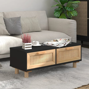 NNEVL Coffee Table Black 80x40x30 cm Engineered Wood&Solid Wood Pine