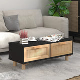 NNEVL Coffee Table Black 80x40x30 cm Engineered Wood&Solid Wood Pine