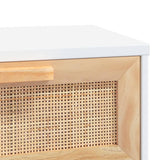 NNEVL Console Table White 80x30x75 cm Solid Wood Pine&Natural Rattan