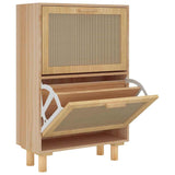 NNEVL Shoe Cabinet Brown 52x25x80 cm Engineered Wood and Natural Rattan