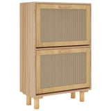 NNEVL Shoe Cabinet Brown 52x25x80 cm Engineered Wood and Natural Rattan