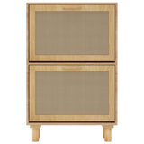 NNEVL Shoe Cabinet Brown 52x25x80 cm Engineered Wood and Natural Rattan