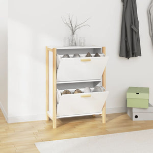 NNEVL Shoe Cabinet White 57.5x33x80 cm Engineered Wood