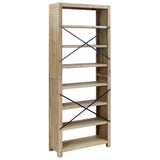 NNEVL 7-Tier Bookcase 80x30x200 cm Solid Wood Acacia