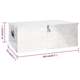 NNEVL Storage Box Silver 100x55x37 cm Aluminium