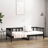 NNEVL Day Bed Black 92x187 cm Single Size Solid Wood Pine