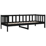 NNEVL Day Bed Black 92x187 cm Single Size Solid Wood Pine