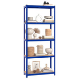 NNEVL 5-Layer Shelves 3 pcs Blue Steel and Engineered Wood