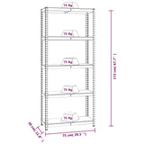 NNEVL 5-Layer Shelves 3 pcs Blue Steel and Engineered Wood