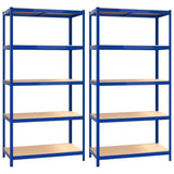 NNEVL 5-Layer Shelves 2 pcs Blue Steel and Engineered Wood