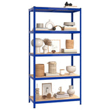NNEVL 5-Layer Shelves 2 pcs Blue Steel and Engineered Wood