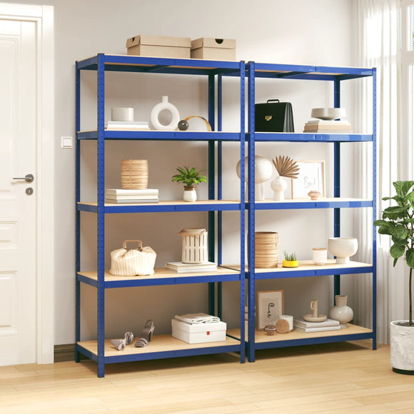 NNEVL 5-Layer Shelves 2 pcs Blue Steel and Engineered Wood