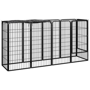 NNEVL 10-Panel Dog Playpen Black 50x100 cm Powder-coated Steel