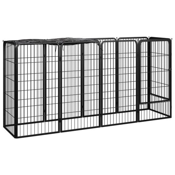 NNEVL 10-Panel Dog Playpen Black 50x100 cm Powder-coated Steel