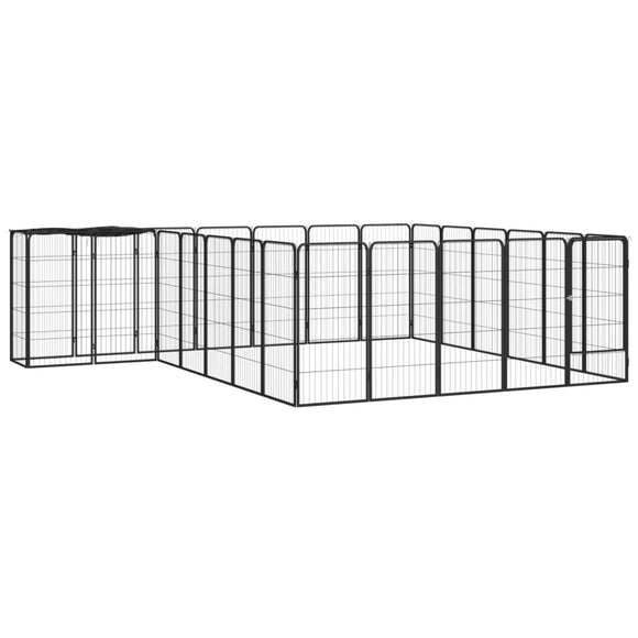NNEVL 26-Panel Dog Playpen Black 50x100 cm Powder-coated Steel