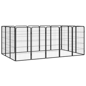 NNEVL 16-Panel Dog Playpen Black 50x100 cm Powder-coated Steel
