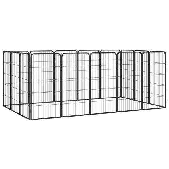 NNEVL 16-Panel Dog Playpen Black 50x100 cm Powder-coated Steel