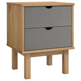 NNEVL Bedside Cabinet OTTA Brown&Grey 45x39x57 cm Solid Wood Pine