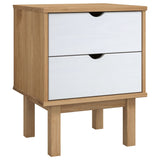 NNEVL Bedside Cabinet OTTA Brown&White 45x39x57cm Solid Wood Pine