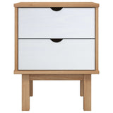 NNEVL Bedside Cabinet OTTA Brown&White 45x39x57cm Solid Wood Pine
