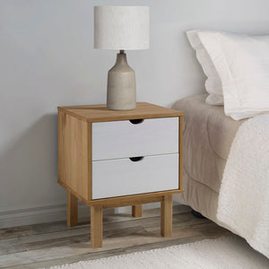 NNEVL Bedside Cabinet OTTA Brown&White 45x39x57cm Solid Wood Pine
