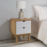 NNEVL Bedside Cabinet OTTA Brown&White 45x39x57cm Solid Wood Pine