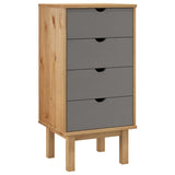 NNEVL Drawer Cabinet OTTA Brown&Grey 45x39x90cm Solid Wood Pine